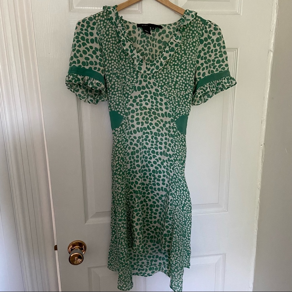 Marc Jacobs green polka dot silk dress